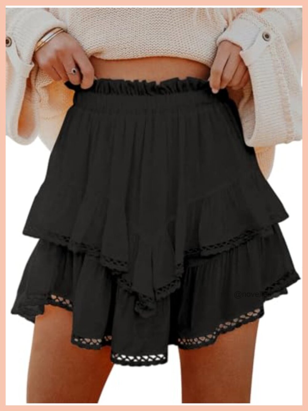Flowy Ruffled Tiered Skorts High Waist Mini Skirt Golf Tennis Crochet Shorts